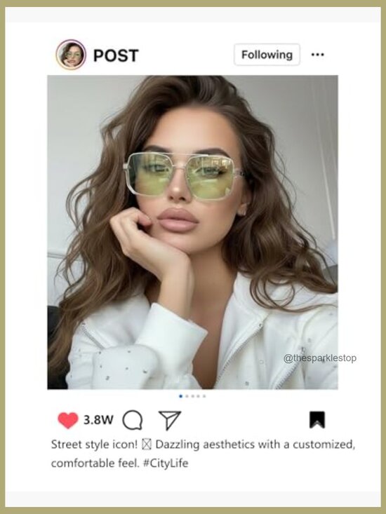 Retro Oversized Square Aviator Sunglasses Double Bridge UV400 Protection